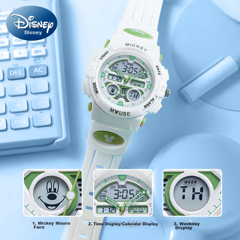 Disney Mickey Mouse Co-Branded Sports Digital Watch, Multifunctional, Luminous,...