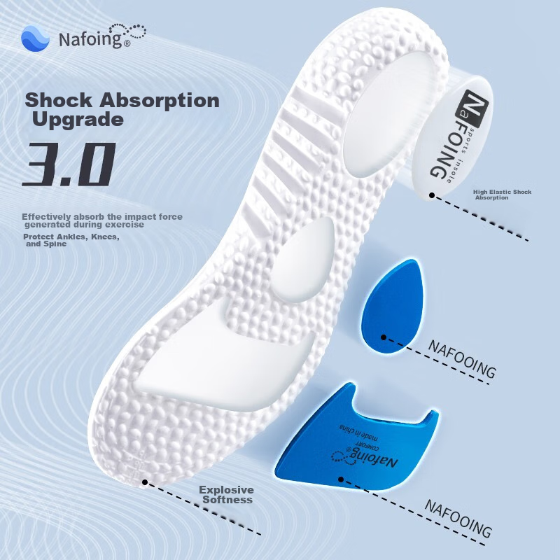 IQGD Men's Sports Insoles, Shock-Absorbing, Soft And Elastic, Odor-Resistant, Br...
