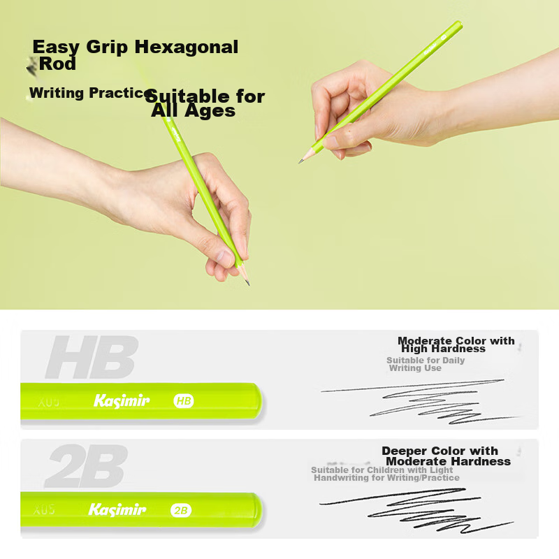 Kasimir Pencil, Small Green Handle, Elementary School HB2B Writing Pen, for Firs...