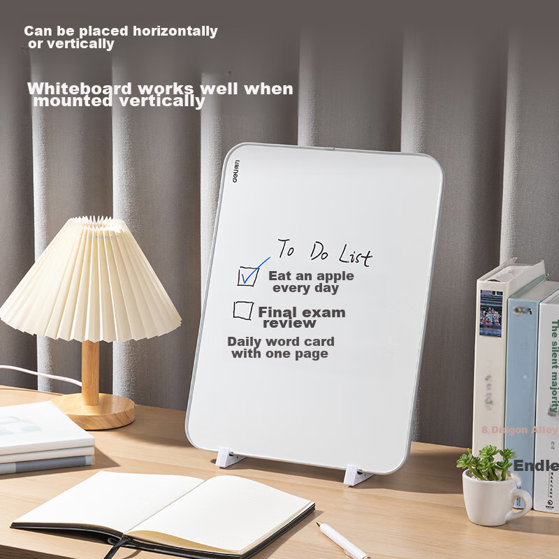 Deli 40*30cm Silver Desktop Handheld Whiteboard, Erasable Single-Sided Desktop W...