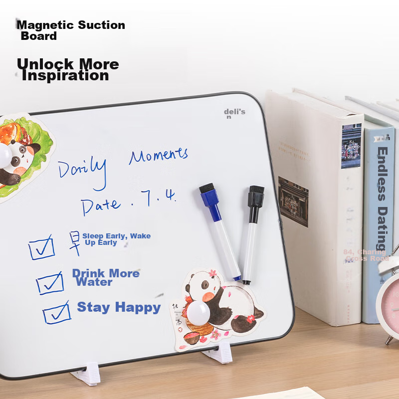 Deli 40*30cm Silver Desktop Handheld Whiteboard, Erasable Single-Sided Desktop W...