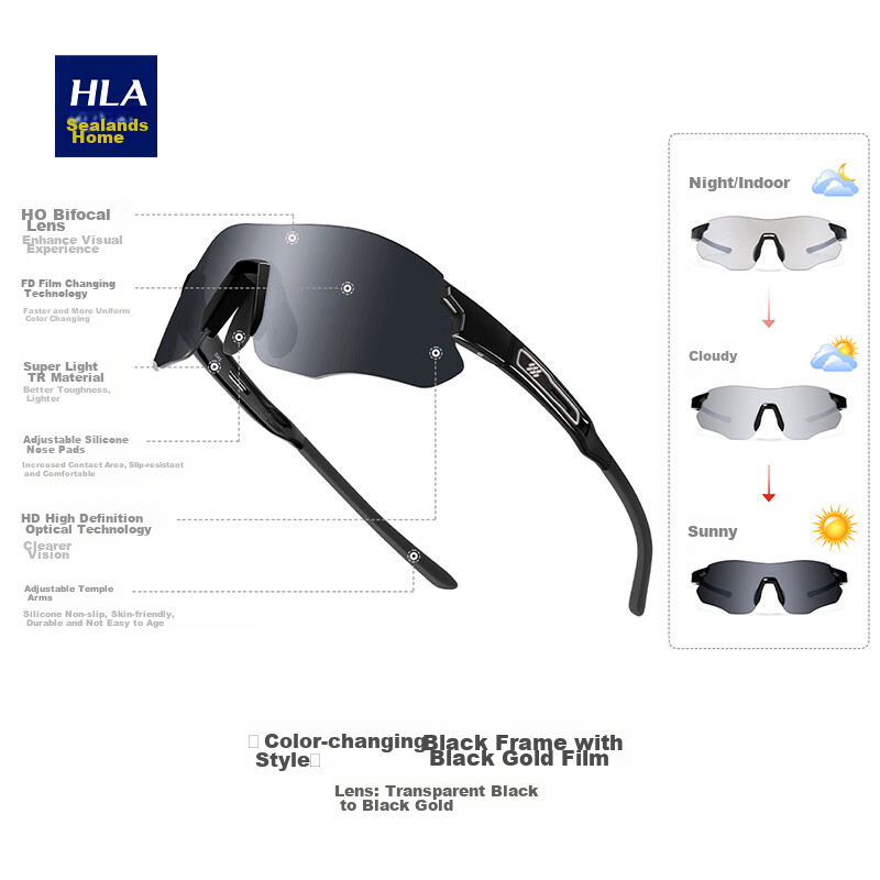 HLA Cycling Glasses, Day And Night Use, Photochromic Sunglasses, for Men And Wom...