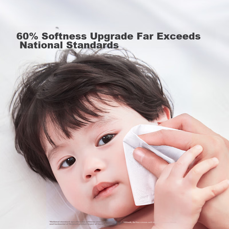 Deyou Cream Tissue, 3-Ply, 100 Sheets*30 Packs, Cloud-Soft Wipes, Baby Moisturiz...