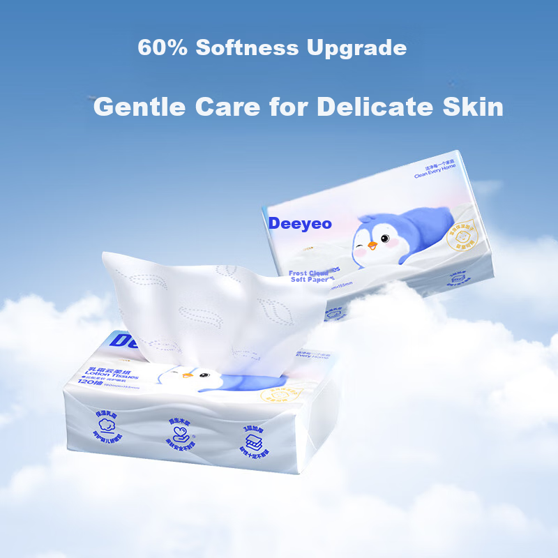 DeYou 3-Ply 120 Sheets x 30 Packs Facial Tissue Paper Ultra Soft Baby Special Fa...