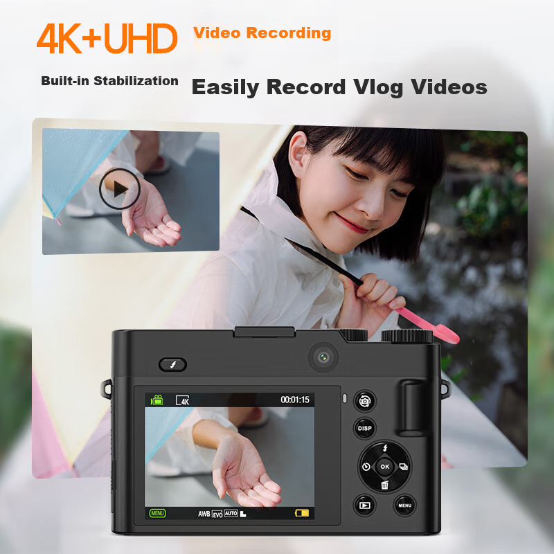 CAIZU Dual-Camera 6400W High-Definition Mirrorless Camera, Entry-Level Student S...