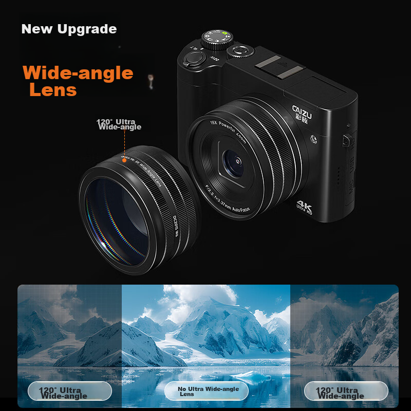 CAIZU Dual-Camera 6400W High-Definition Mirrorless Camera, Entry-Level Student S...