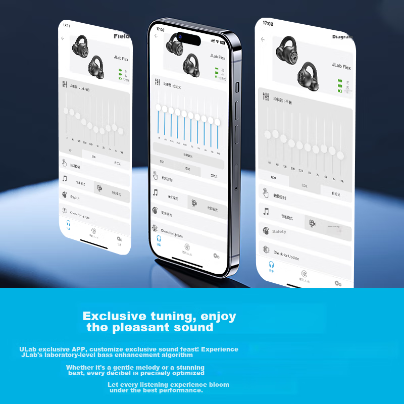 JLab Flex Open Bluetooth Earphones, Clip-On Bone Conduction Concept, Open-Style...