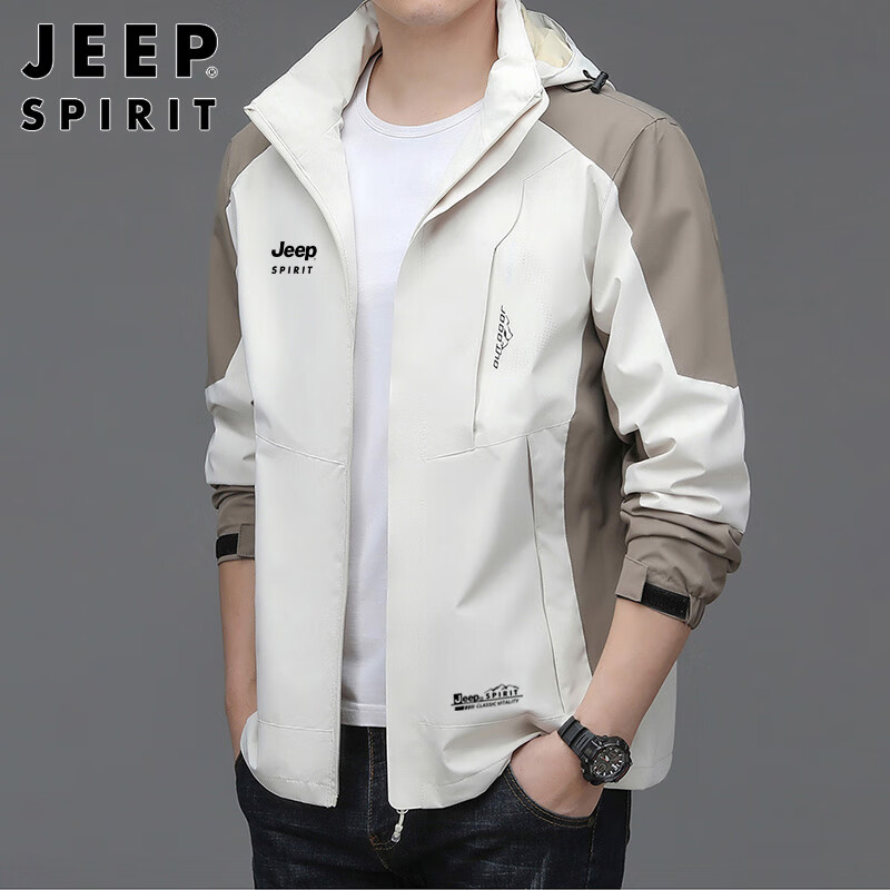 JEEP SPIRIT Men's Jacket, Autumn And Winter Windproof Coat for Men And Women, Wh...