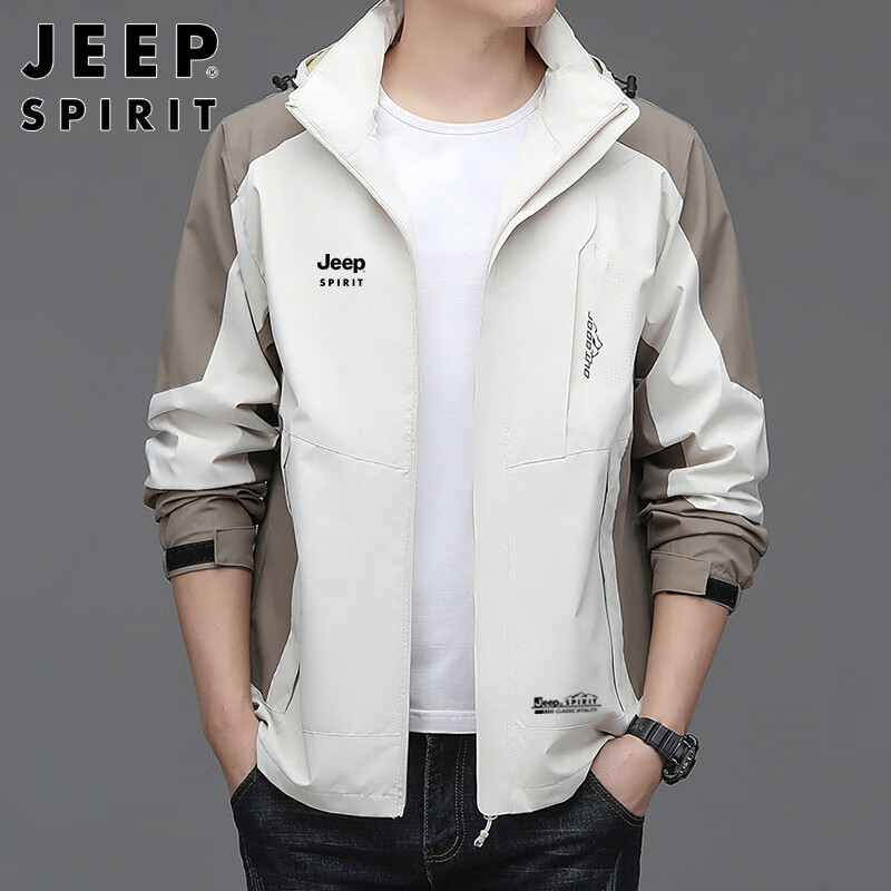 JEEP SPIRIT Men's Jacket, Autumn And Winter Windproof Coat for Men And Women, Wh...