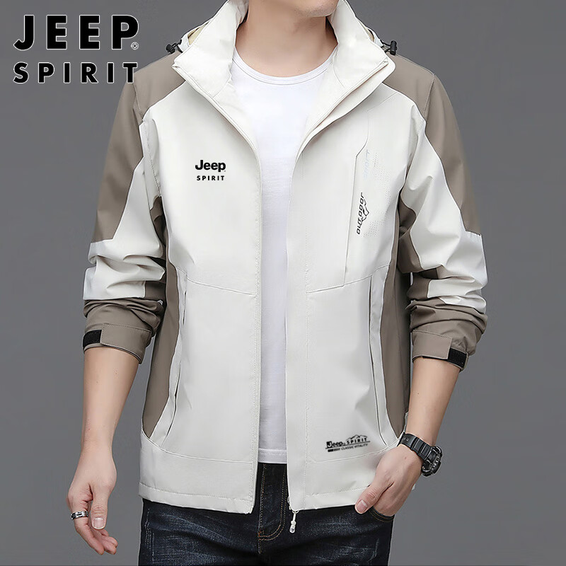 JEEP SPIRIT Men's Jacket, Autumn And Winter Windproof Coat for Men And Women, Wh...