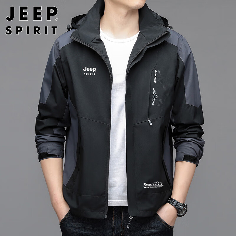 JEEP SPIRIT Men's Jacket, Autumn And Winter Windproof Coat for Men And Women, Wh...