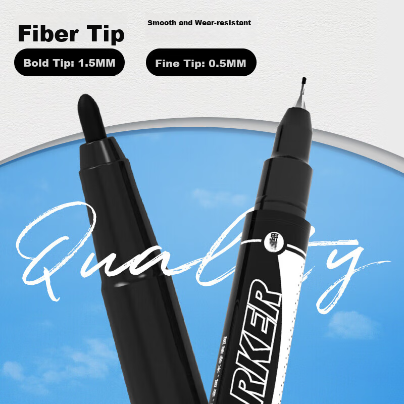 M&G Stationery, Black Dual-Tip Marker Pen, Waterproof Marker, Oil-Based Pen, Chi...