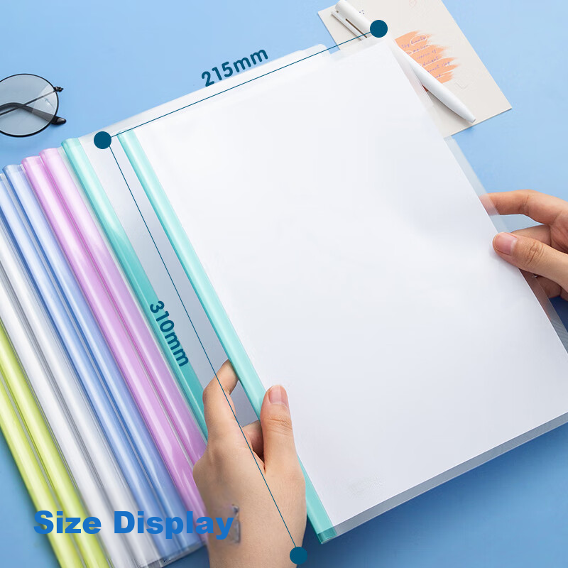 Chenguang (M&G) 10 Thick Transparent Slide Bar Folders, 8mm Water Drop Pull Rod...