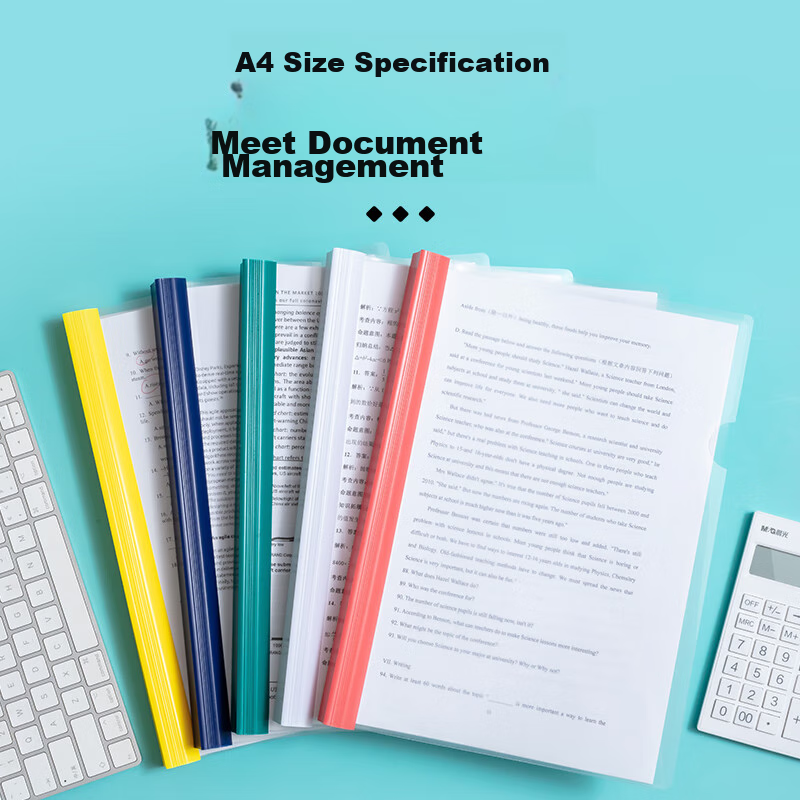 Chenguang (M&G) A4/25mm Transparent Colorful Slide Bar File Folder, Large Capaci...