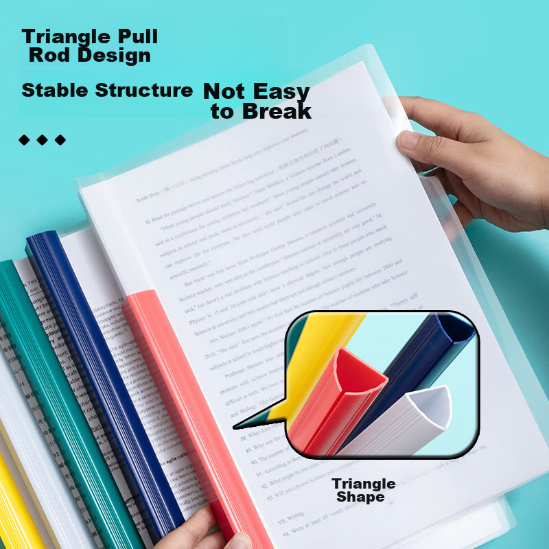 Chenguang (M&G) A4/25mm Transparent Colorful Slide Bar File Folder, Large Capaci...