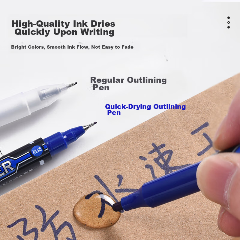 M&G Stationery Blue Double-Headed Fine-Tip Marker Pen, Student Outlining Pen, St...