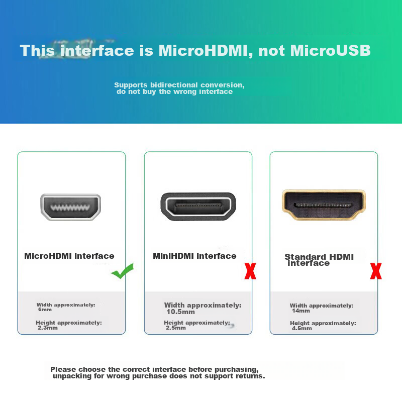 Biaze Micro HDMI to HDMI Adapter Cable, HDMI 2.0 Version, 4K 60Hz High-Definitio...