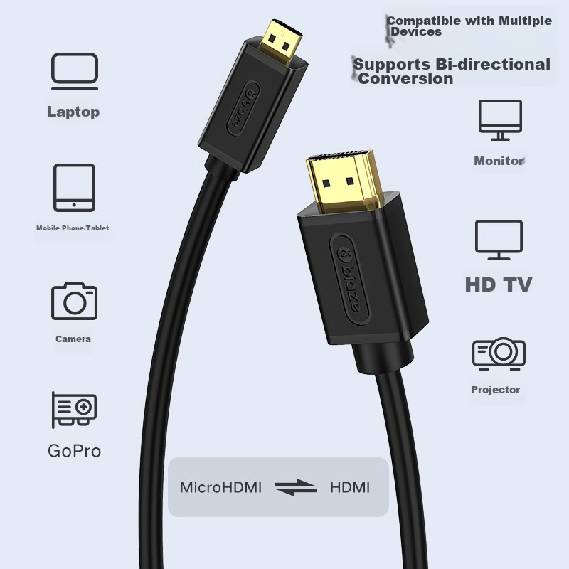 Biaze Micro HDMI to HDMI Adapter Cable, HDMI 2.0 Version, 4K 60Hz High-Definitio...