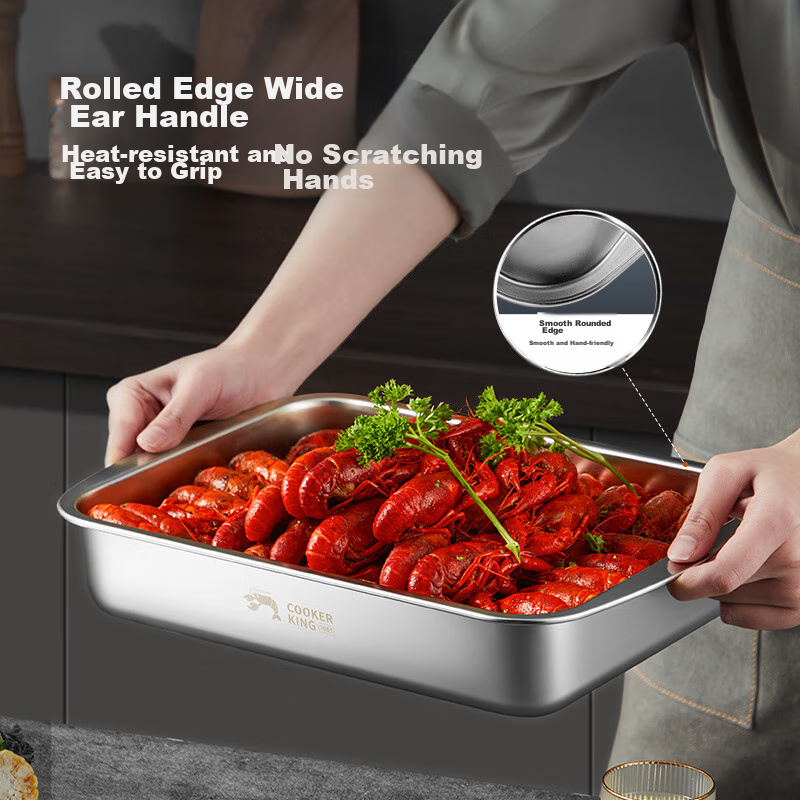 Chuidahuang 304 Stainless Steel Lobster Plate, Household Rectangular Serving Tra...