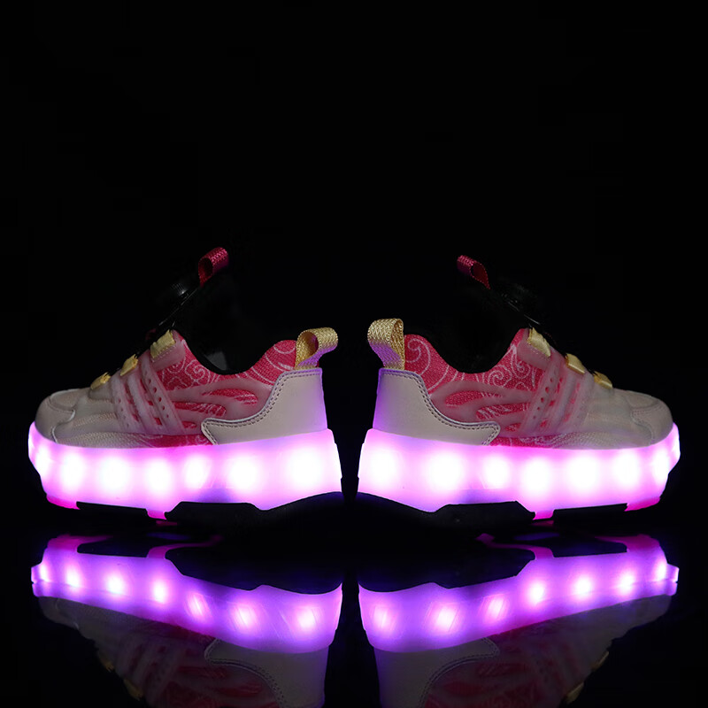 BKG Girls' Four-Wheel Roller Skates Student Youth Skates ZYQ23825-B7 Black Peach...