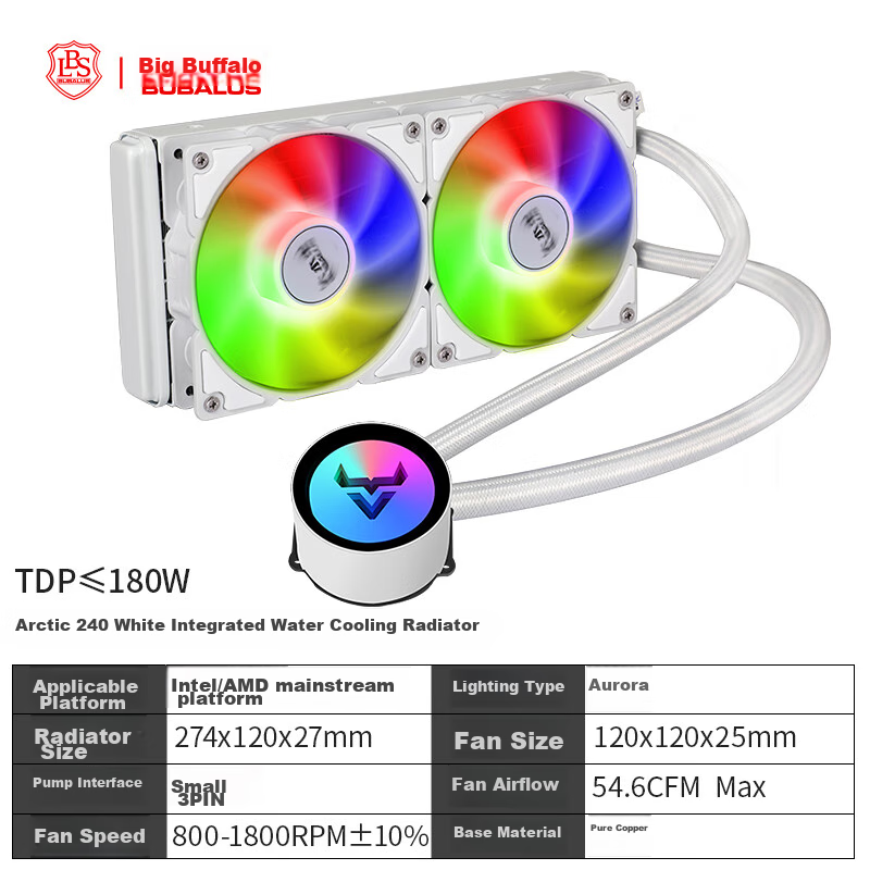 BUBALUS Hanzhen 240 White All-In CPU Water Cooler (Multi-Platform, Compatible wi...