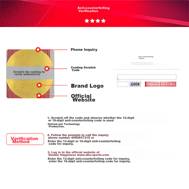 DHS (Double Happiness) Two-Star Straight Handle Table Tennis Racket (Fast Shippi...