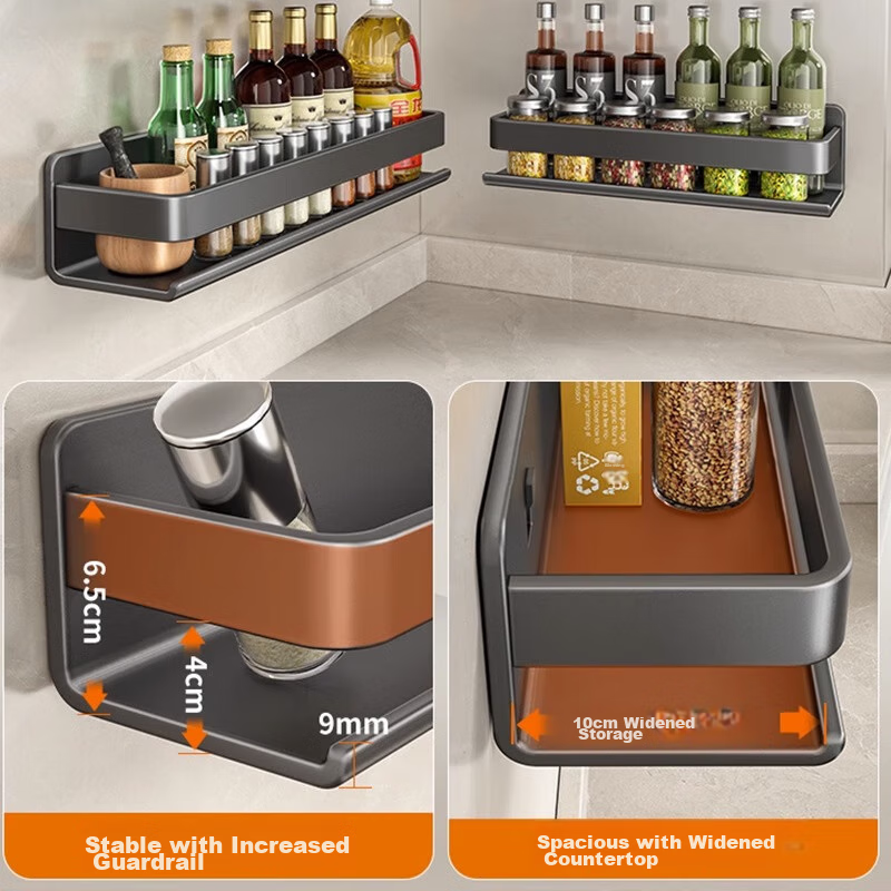 Huxiansen Kitchen Storage Rack, No Drilling Required, Wall-Mounted, Spice Contai...