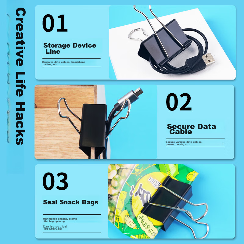 Chenguang (M&G) Stationery, 50mm, 12 Pieces/box, Black Binder Clips, Large Metal...