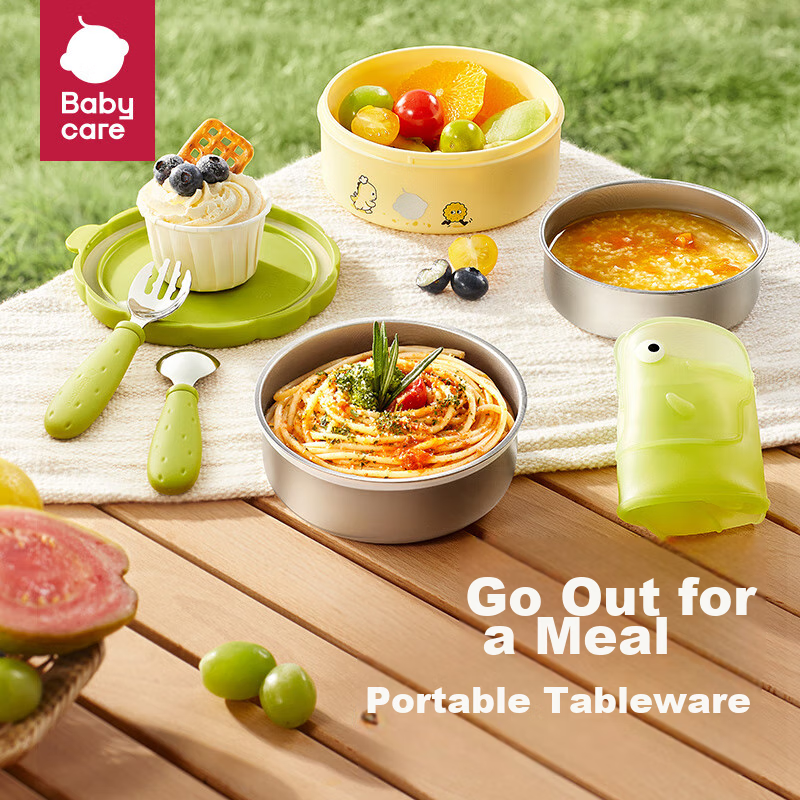 Babycare Portable Baby Food Bowl Set with Utensils, Travel Bowl, Fork, Spoon, Th...