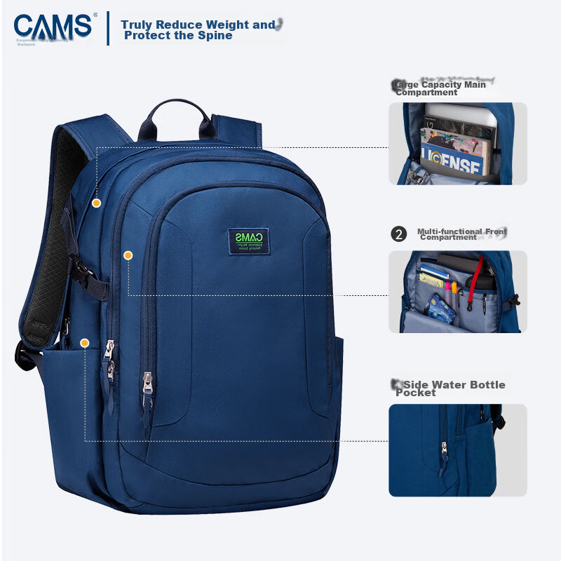CAMS Suspended Weight-Reducing Backpack for Middle And High School Students, Uni...