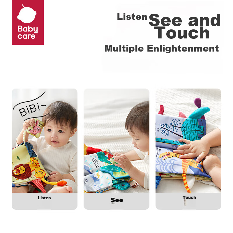 Babycare Baby Tail Cloth Book, Early Education Infant Toy, 0-6 Months, Chewable,...