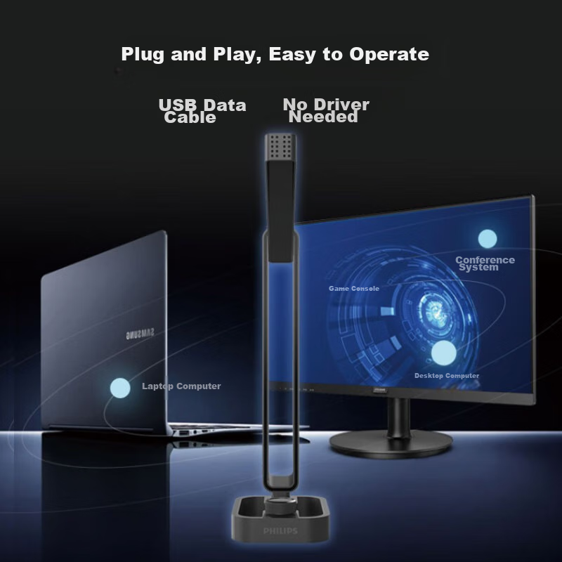 Philips Computer Gaming Microphone, Conference Multi-Purpose Wired Microphone, H...