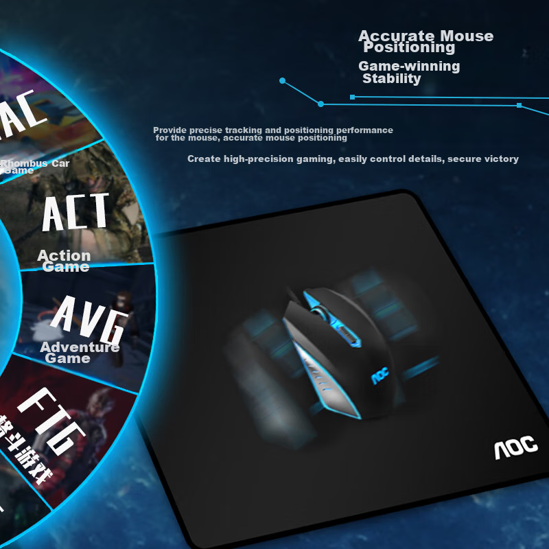 AOC Solid Color Series, Gaming Mouse Pad Medium And Small Size, 300*250*3mm Thic...