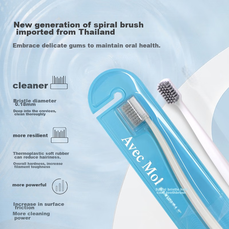 Avec Moi Toothbrush Spiral Bristles, Adult Fine Bristle Care Toothbrush, 1 Pack...