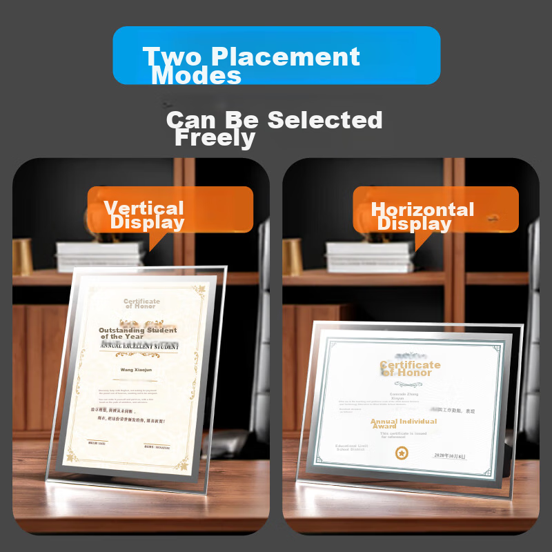 DSB (Dishibi) A4 Crystal Certificate Frame, Award Display Frame, Photo Frame, Gl...