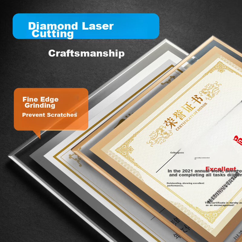 DSB (Dishibi) A4 Crystal Certificate Frame, Award Display Frame, Photo Frame, Gl...