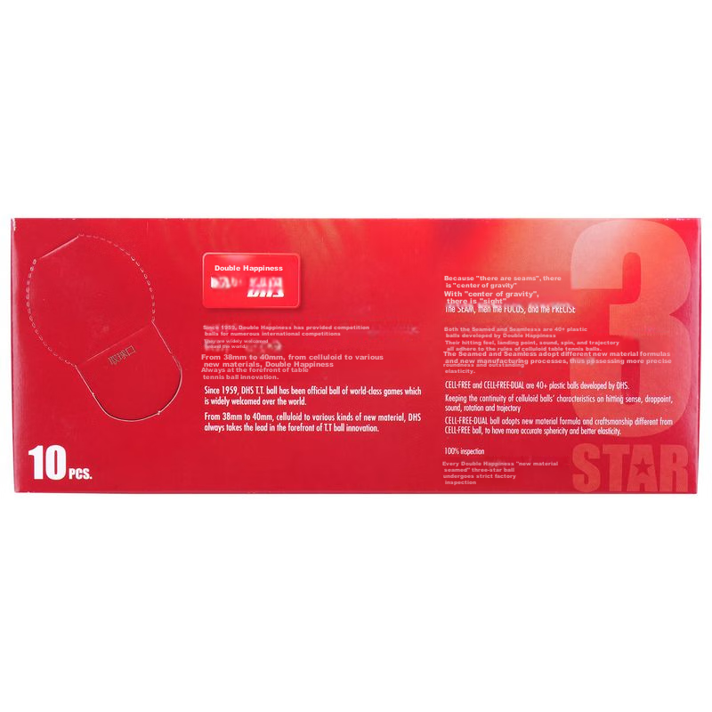DHS (Double Happiness) Table Tennis Three-Star, Saitei ABS New Material 40+, 3-S...