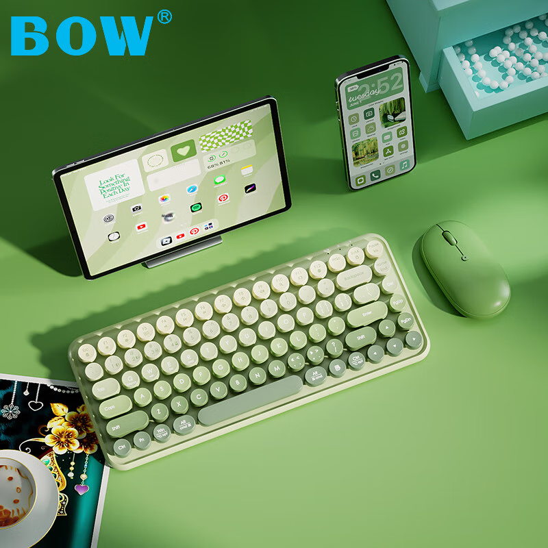 B.O.W Hangshi K608DL, Tri-Mode Wired Bluetooth Wireless Charging Keyboard, Quiet...