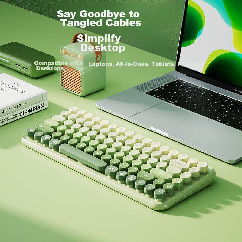 B.O.W Hangshi K608DL, Tri-Mode Wired Bluetooth Wireless Charging Keyboard, Quiet...