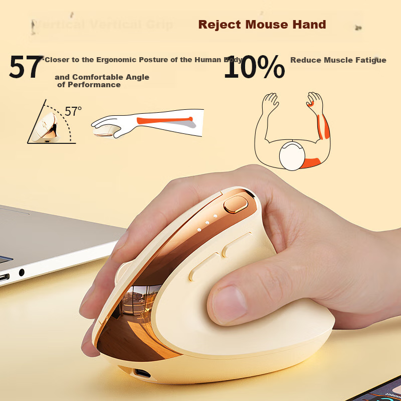 B.O.W MW190L MAX Ergonomic Wireless Charging Silent Vertical Mouse for Laptop Co...