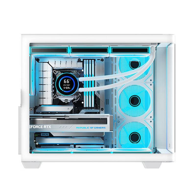 AOC CG455 White ATX Desktop Computer Case with Seaside Room Design, Integrated C...