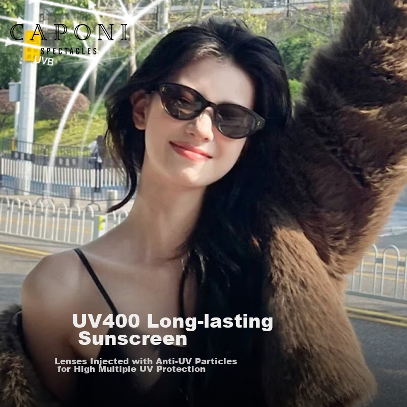 CAPONI Retro Cat Eye GM Sunglasses for Men And Women, UV Protection, Driving-Spe...