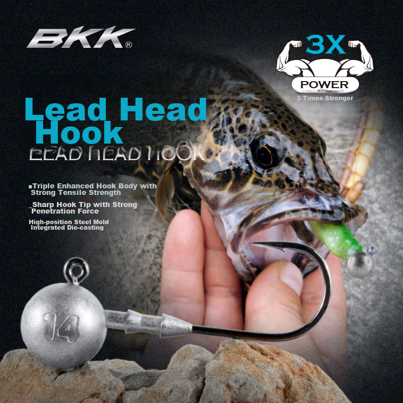 BKKBKK Triple Reinforced Lead Head Hook Lure Soft Bait Hook Curved Shank Hook An...
