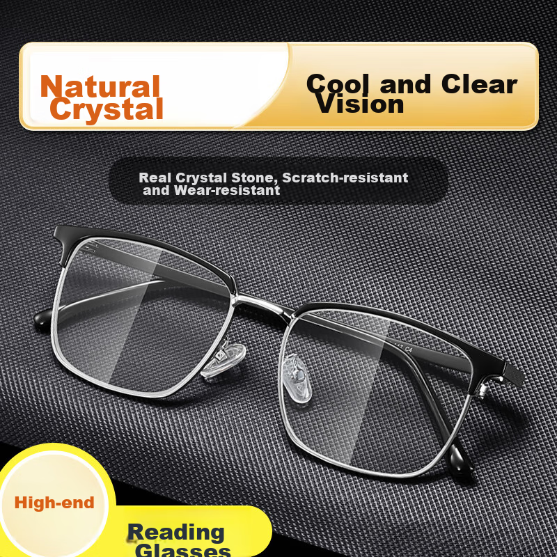 Bertha Donghai Natural Crystal Lens Brand Reading Glasses for Men, Stone Glasses...