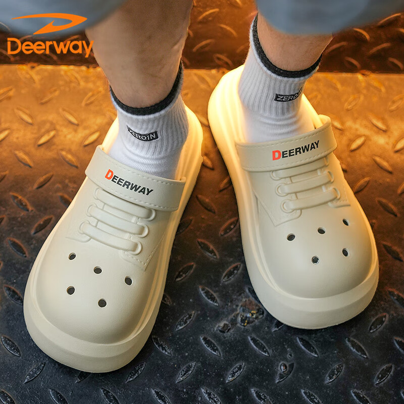 DEERWAY Men's Clogs 2025 Summer Home Slippers Men's Versatile Beach Sandals Khak...