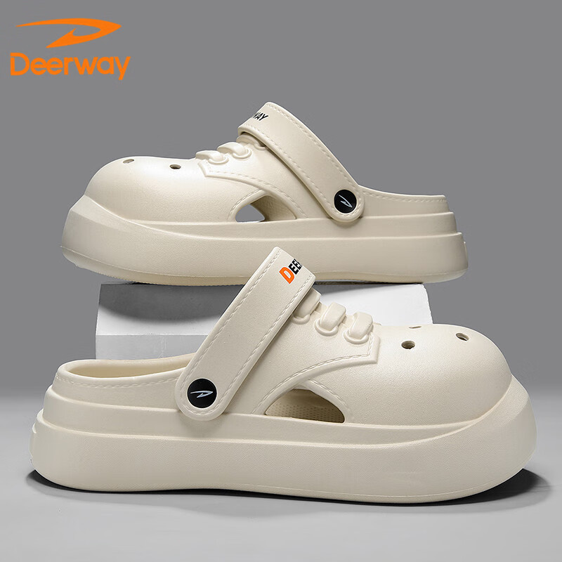 DEERWAY Men's Clogs 2025 Summer Home Slippers Men's Versatile Beach Sandals Khak...