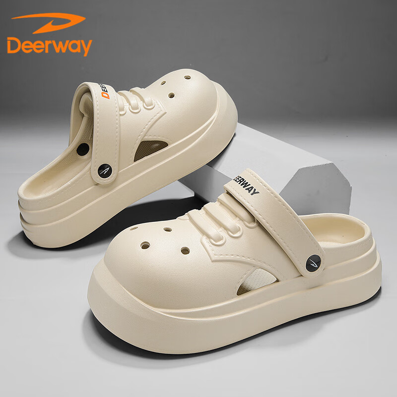 DEERWAY Men's Clogs 2025 Summer Home Slippers Men's Versatile Beach Sandals Khak...