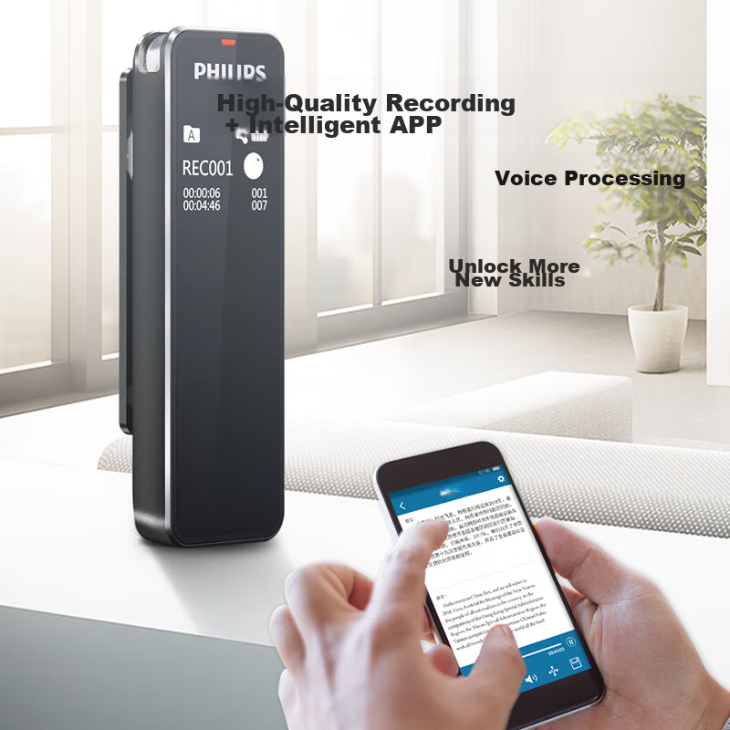 PHILIPS Smart Voice Recorder VTR5102, 16GB, Free APP Voice-To, High-Definition N...