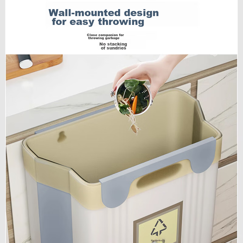 Dipuer Kitchen Trash Can, Wall-Mounted Foldable Garbage Bin, Side-Hanging Cabine...