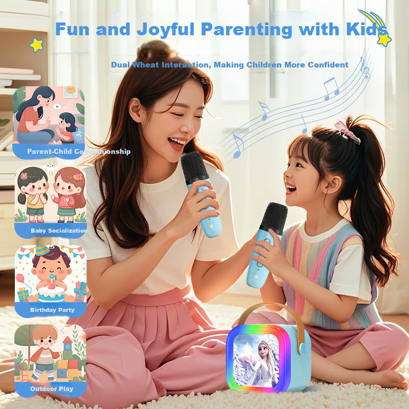 Disney Wireless Karaoke Microphone Speaker Children's Microphone Bluetooth Speak...